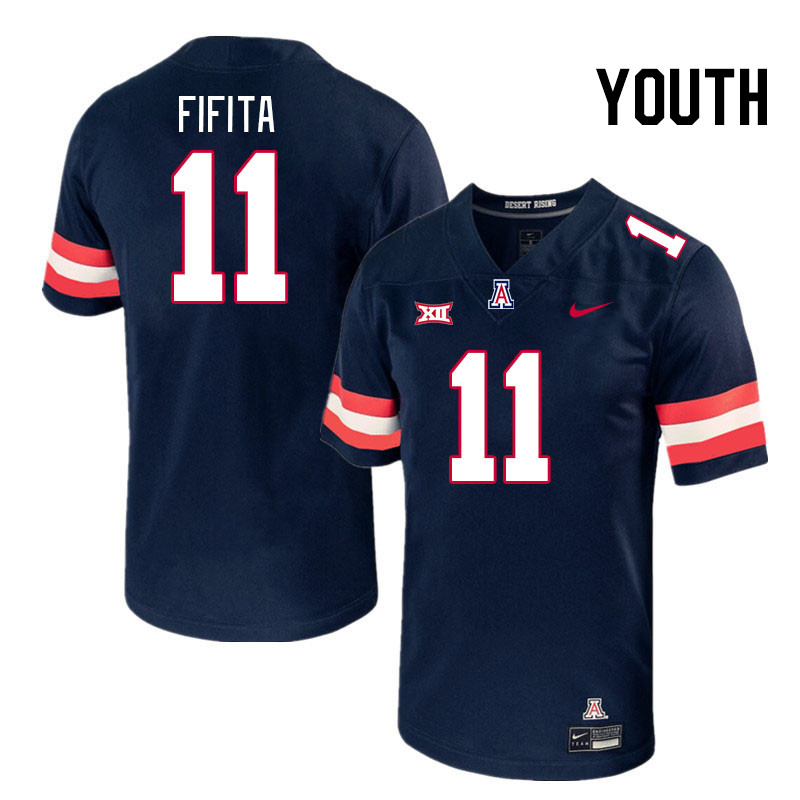 Youth #11 Noah Fifita Arizona Wildcats Big 12 Conference College Football Jerseys Stitched-Navy